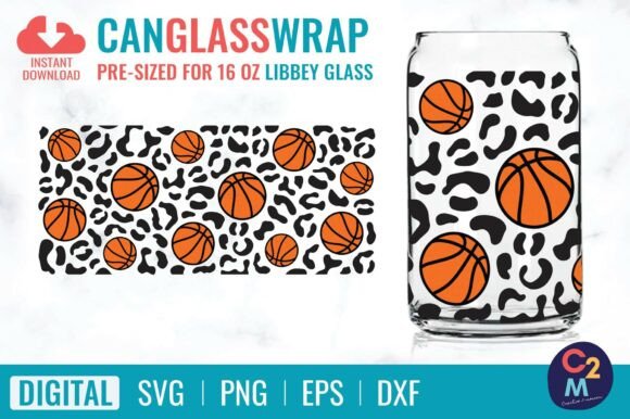Basketball Leopard Libbey Glass 16oz SVG