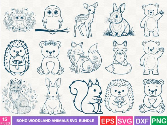 Boho Woodland Animals SVG Bundle