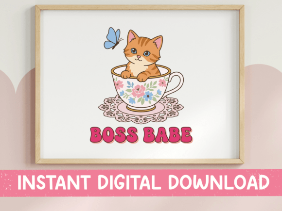 Boss Babe Cat Teacup SVG PNG