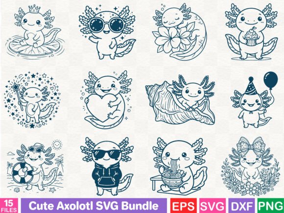 Cute Axolotl SVG Bundle
