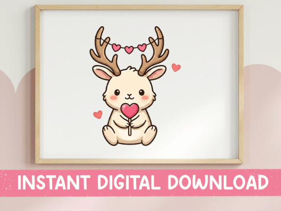 Cute Jackalope Valentine Kawaii SVG