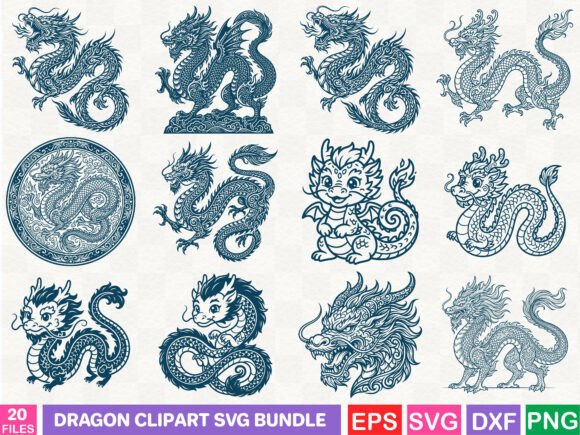 Dragon Clipart SVG Bundle