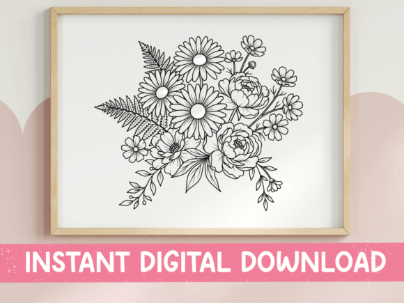 Fine Line Wildflower Bouquet SVG PNG