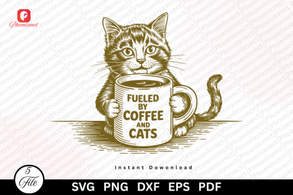 Funny Coffee Cat Lover Cat Mom SVG PNG