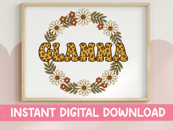 Glamma Leopard Floral Wreath SVG