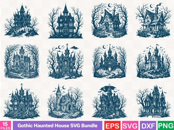Gothic Haunted House SVG Bundle