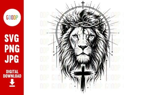 Lion of Judah Christian Cross SVG