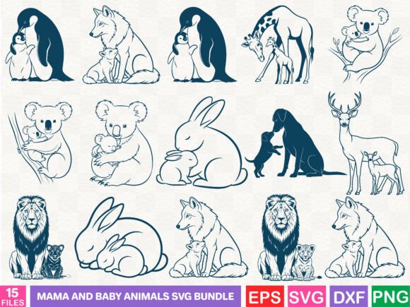 Mama and Baby Animals SVG Bundle