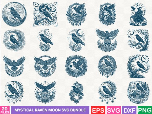 Mystical Raven Moon SVG Bundle