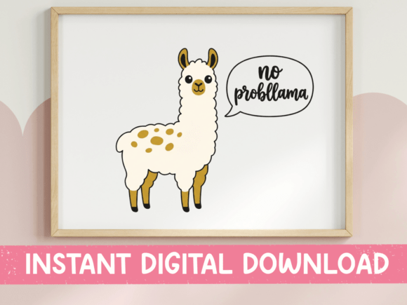 No Probllama Cute Llama Funny SVG
