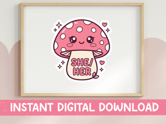 She Her Pink Mushroom Pride SVG