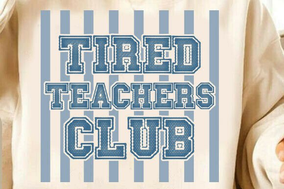 Striped Tired Teachers Club SVG PNG