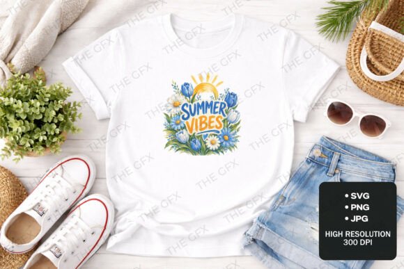 Summer Vibes Floral SVG T-Shirt Design