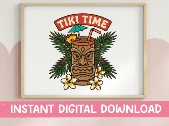 Tiki Time Tropical Drink SVG Design
